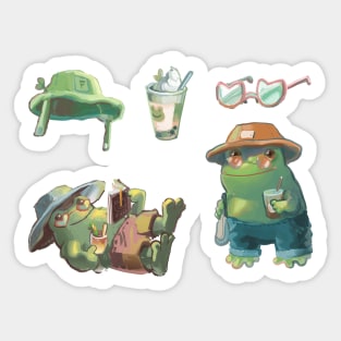 summer frog hanging out time Sticker